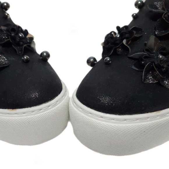 Kenneth Cole Black Cheer Floral Platform Slip Ons - Picture 7 of 7